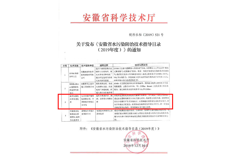 安徽省科學技術(shù)廳水污染防治技術(shù)指導目錄